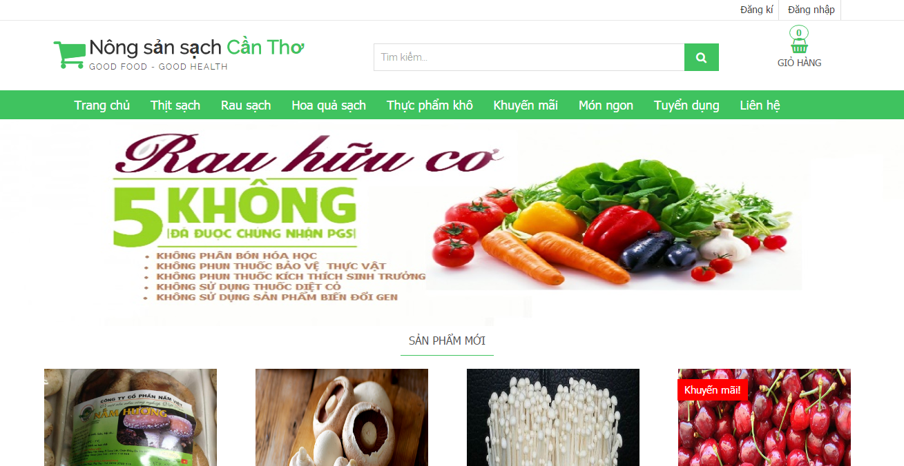 Website bán nông sản sạch viết bằng Laravel 5.2 Ajax Full code Báo cáo
