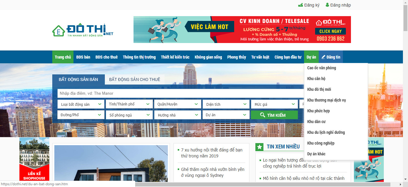Source code website bất động sản mua bán cho thuê nhà đất chuyên nghiệp Đô Thị bằng wordpress