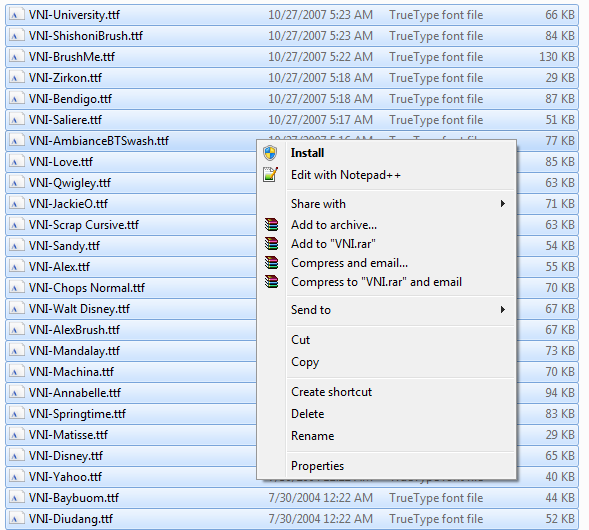 Font setup