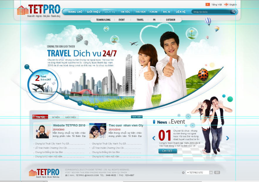 Template cho web du lịch và tổ chức sự kiện (cực đẹp) có PSD