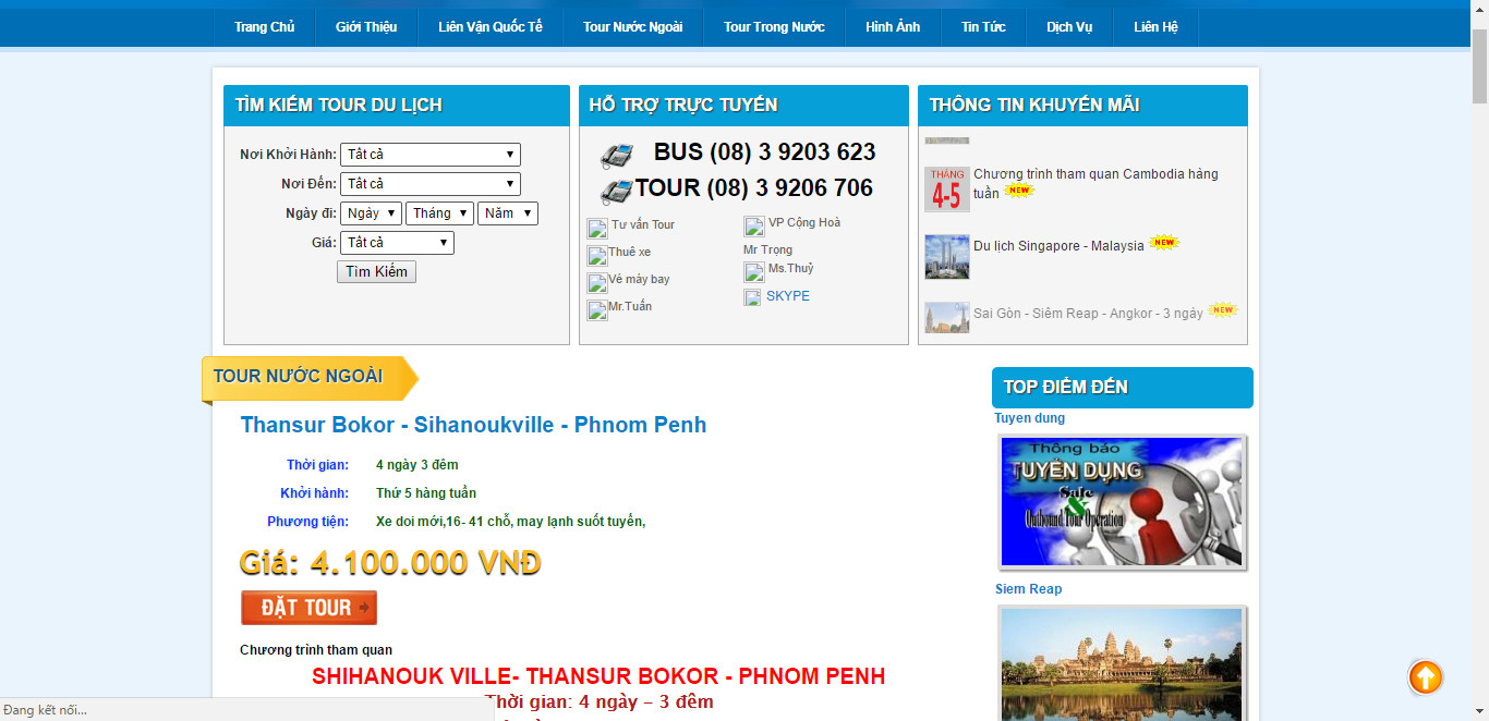 Full site quản lý tour du lịch, xe khách giao diện đẹp đủ chức năng