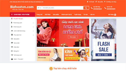 Web shop thời trang balo túi xách phụ kiện wordpress