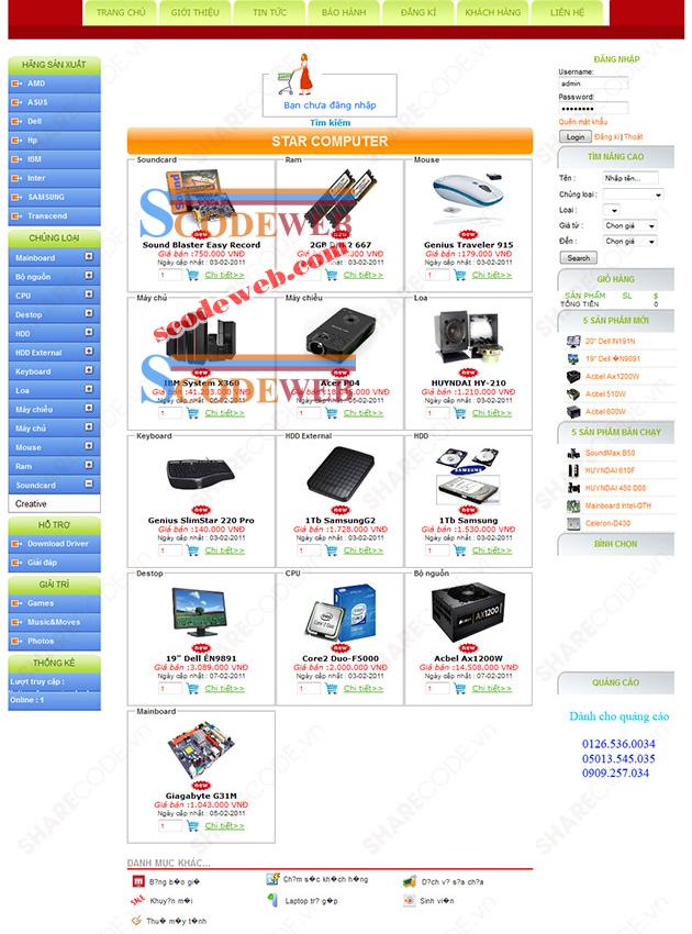 Source code web bán hàng máy tính full code PHP miễn phí