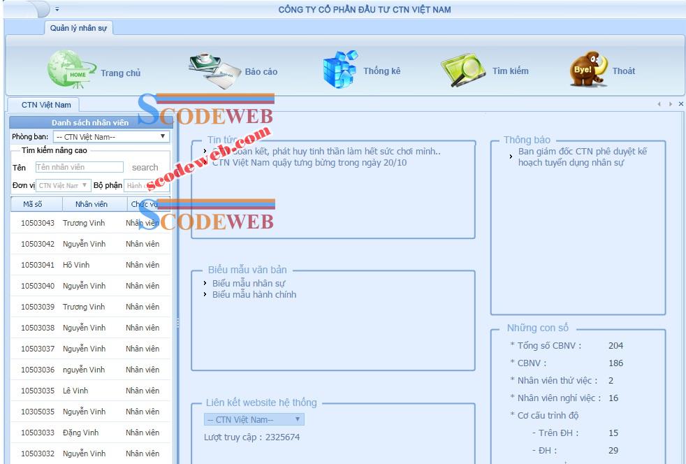 Source web đồ án quản lý nhân sự Code tay bằng PHP full code